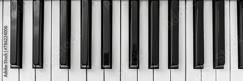 Detailed monochrome close up of black and white piano keyboard in elegant contrast
