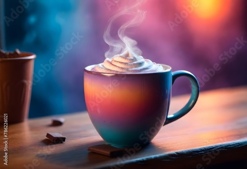A Steaming Mug Of Hot Cocoa On A Cozy Cafe Table