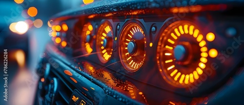 Wallpaper Mural Sleek Car Climate Control Panel in Neon Glow. Concept Car Interior Photography, Neon Lights, Automotive Technology, Modern Design, Futuristic Aesthetics Torontodigital.ca