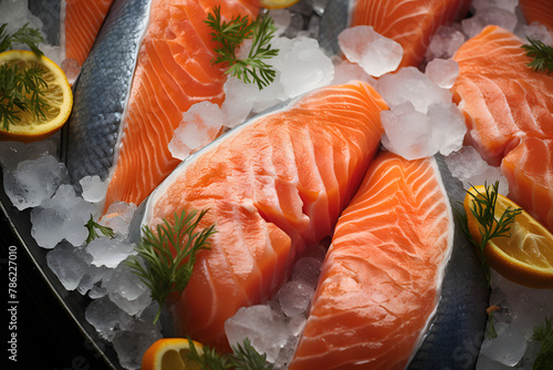 Lake trout fillet on a fresh fish market