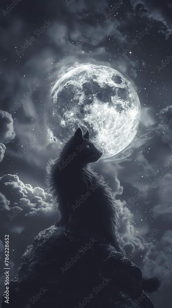 A skunk on a cloud, moonlight softening its silhouette A skunk on a cloud, moonlight softening its silhouette