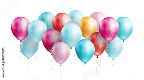 Assorted colored balloons on a white background 