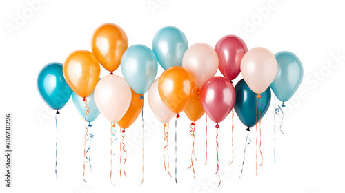 Assorted colored balloons on a white background 