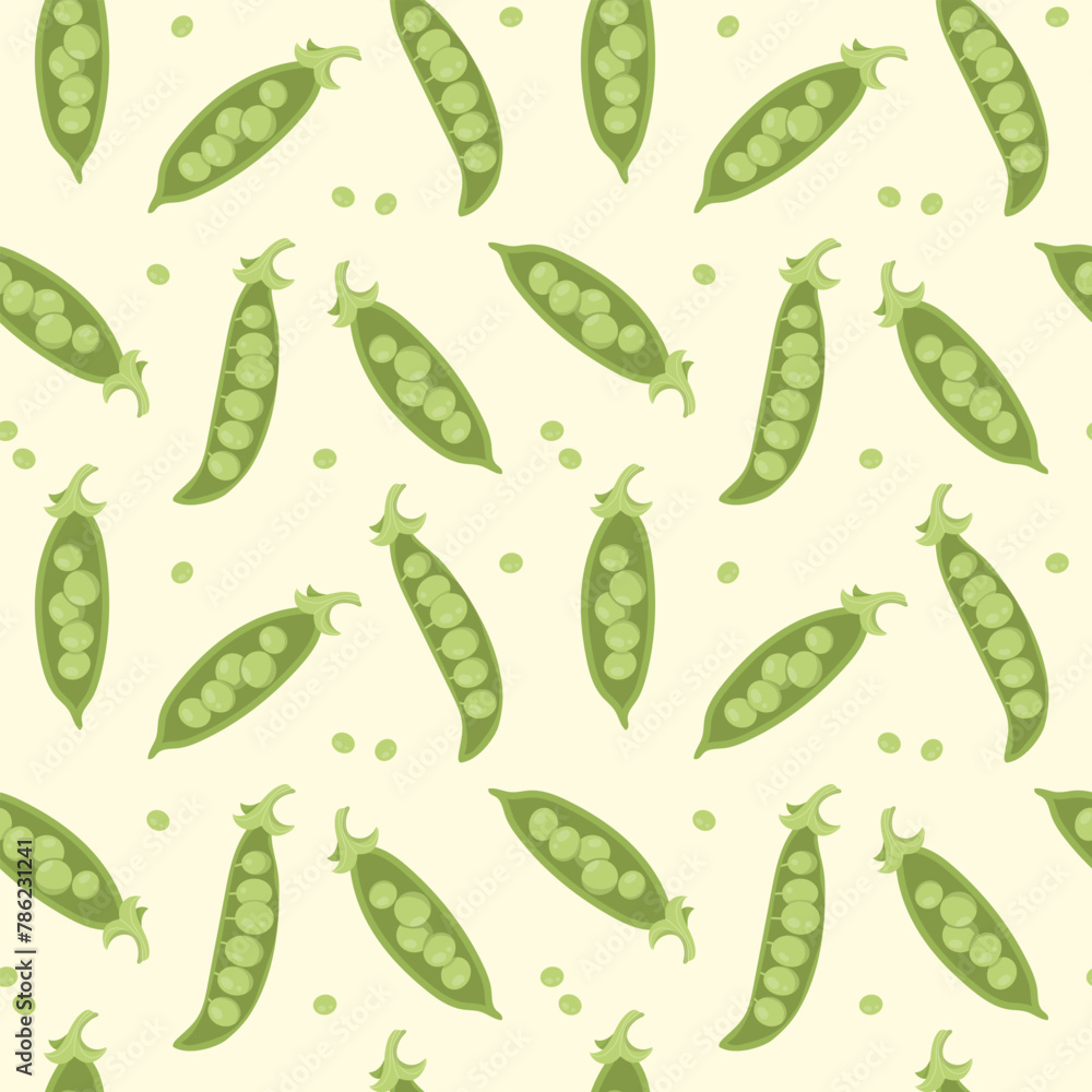 Vegetable seamless vector pattern with peas Vegetable seamless vector pattern with peas