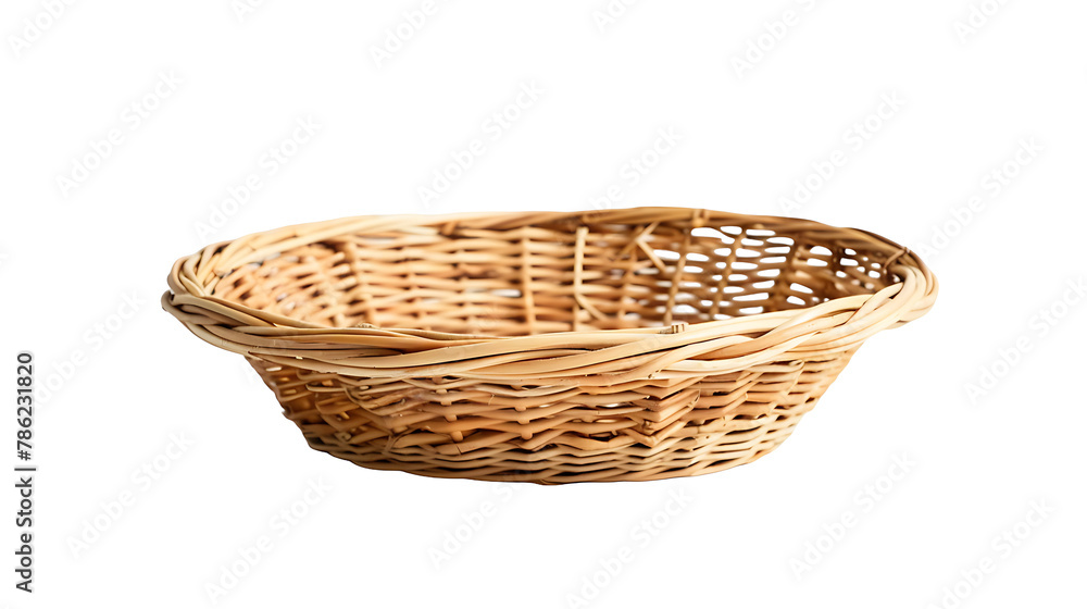 Basket on white background. Traditional handicraft product  