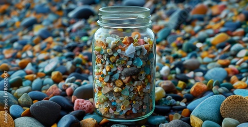 Colorful Sea Glass and Pebbles on a Pebble Beach photo