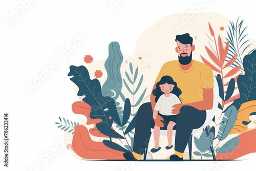 modern flat style illustration of father and toddler daughter for Fathers Day © World of AI