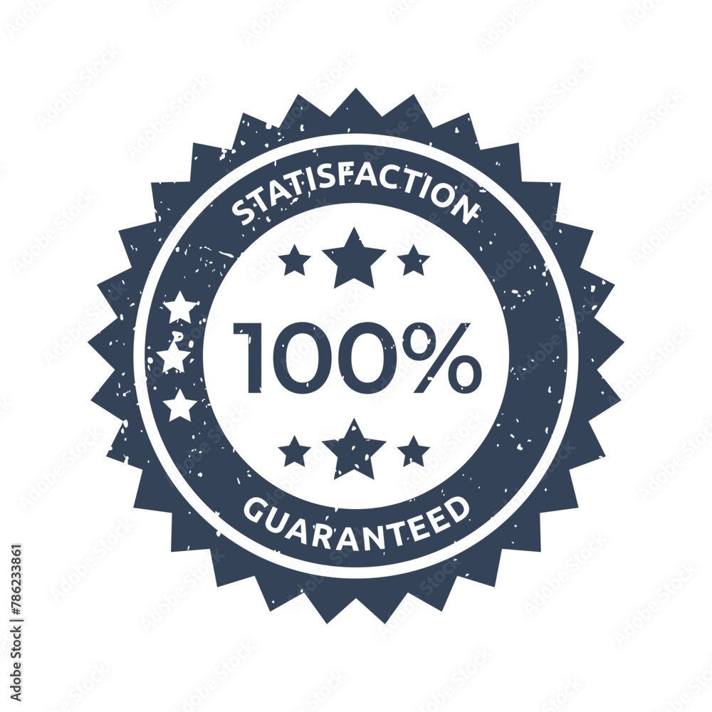 Satisfaction Guarantee Emblem Seal. Medal Label Icon Seal Sign Isolated on White Background. Satisfaction Guarantee Emblem Seal. Medal Label Icon Seal Sign Isolated on White Background.