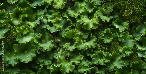 Close-up of Vibrant Green Curly Kale Leaves with Water Droplets photo
