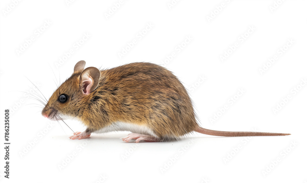 A Field Mouse Captured in Stunning Clarity on a White Background A Field Mouse Captured in Stunning Clarity on a White Background