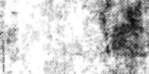 Halftone faded gradient texture. Grunge halftone grit background. White and black sand noise wallpaper.