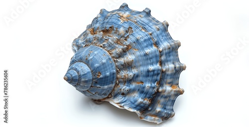 Blue and White Patterned Seashell with Spiny Ridges