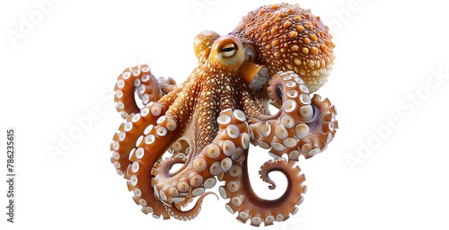Close-Up of an Octopus with Brown and White Suction Cups