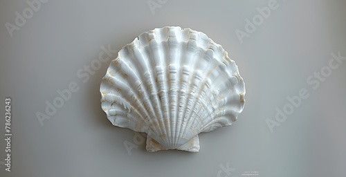 Detailed Image of a Large White Scallop Shell with Grooves and Ridges