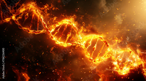 Abstract image of DNA spiral on fire - concept of teratogenic effects photo