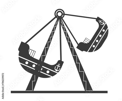 Pirate Ship Ride Silhouette Vector