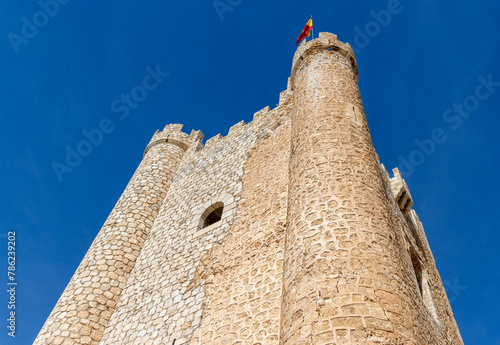 Alcalá del Júcar castle is located on a rock formed by the gorge of the Júcar River, from where the entire town can be seen, in the province of Albacete, La Manchuela, Castila la Mancha, Spain photo