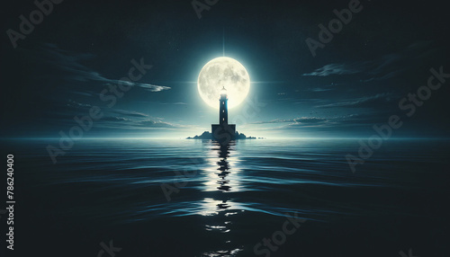 Wallpaper Mural lighthouse silhouette under moonlight Torontodigital.ca
