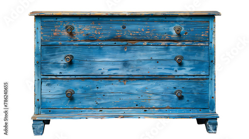 Blue wooden dresser isolated on white background 