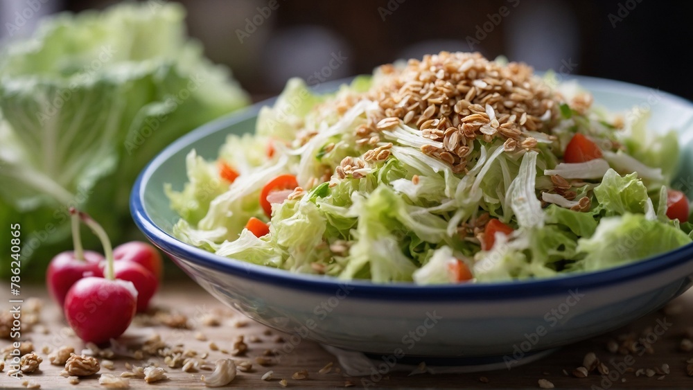 Chinese Cabbage Salad Shredded cabbage tossed with sesame dressing and toasted sesame seeds. Chinese Cabbage Salad Shredded cabbage tossed with sesame dressing and toasted sesame seeds.