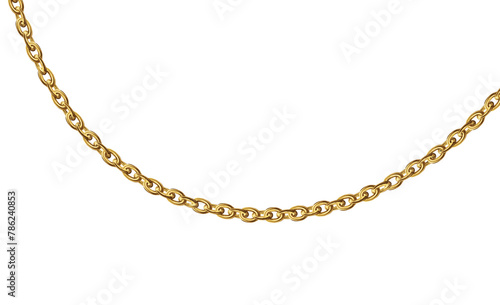 Gold necklaces Isolated on white. Golden chain illustration. Golden necklace for ads, flyers, web site, sale banners.	