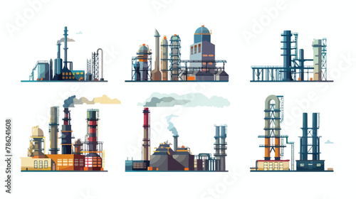 Set of vector industrial factory banners landscape. A