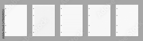 Set of gray sheets binder notebook. Vector