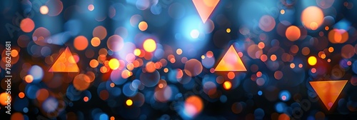 abstract neon wallpaper with triangle element, colorfull , blur background, aspect ratio 3:1 photo