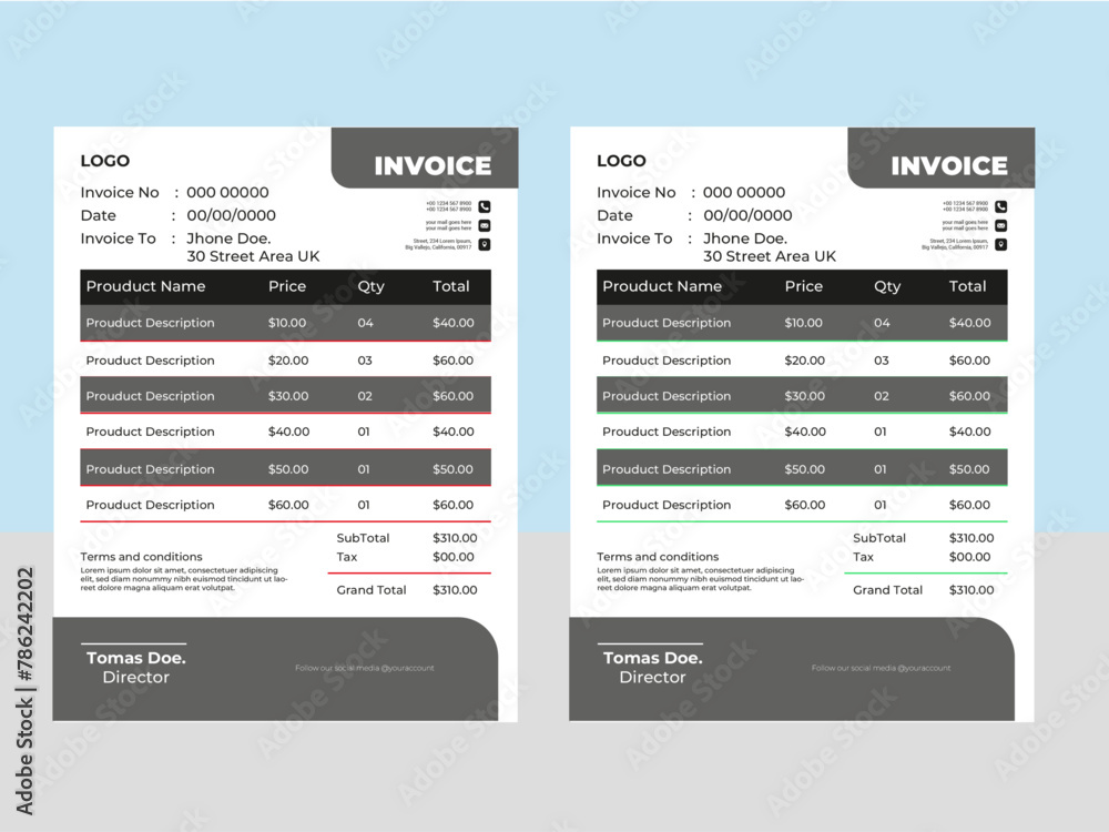Free vector minimal invoice template Design Free vector minimal invoice template Design