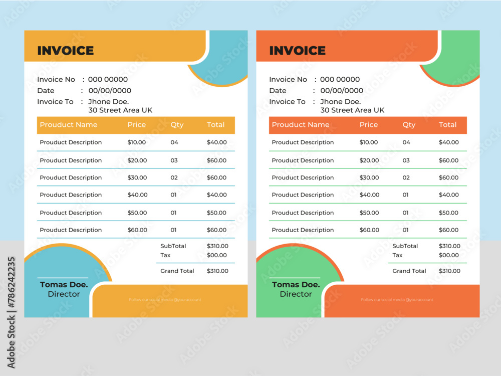 Free vector minimal invoice template Design
