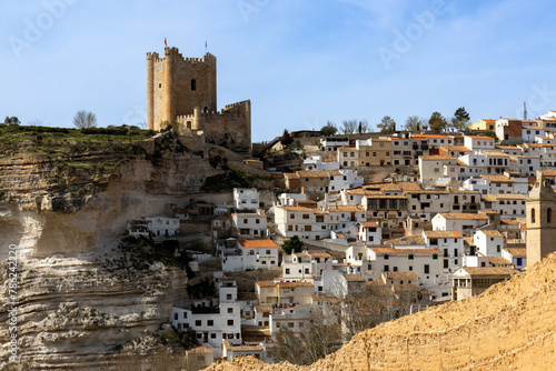 Panoramic view Alcalá del Júcar Bullring, late 19th century, being one of the oldest in Spain, located in La Manchuela Alcalá del Júcar, one of the most beautiful towns photo