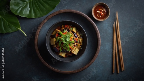 Stir-Fried Chicken with Black Bean Sauce Chicken stir-fried with black bean sauce and vegetables.