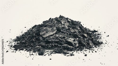 Artistic abstract image of isolated ash pile on white background for Ash Wednesday Lent or funeral with vintage grunge style