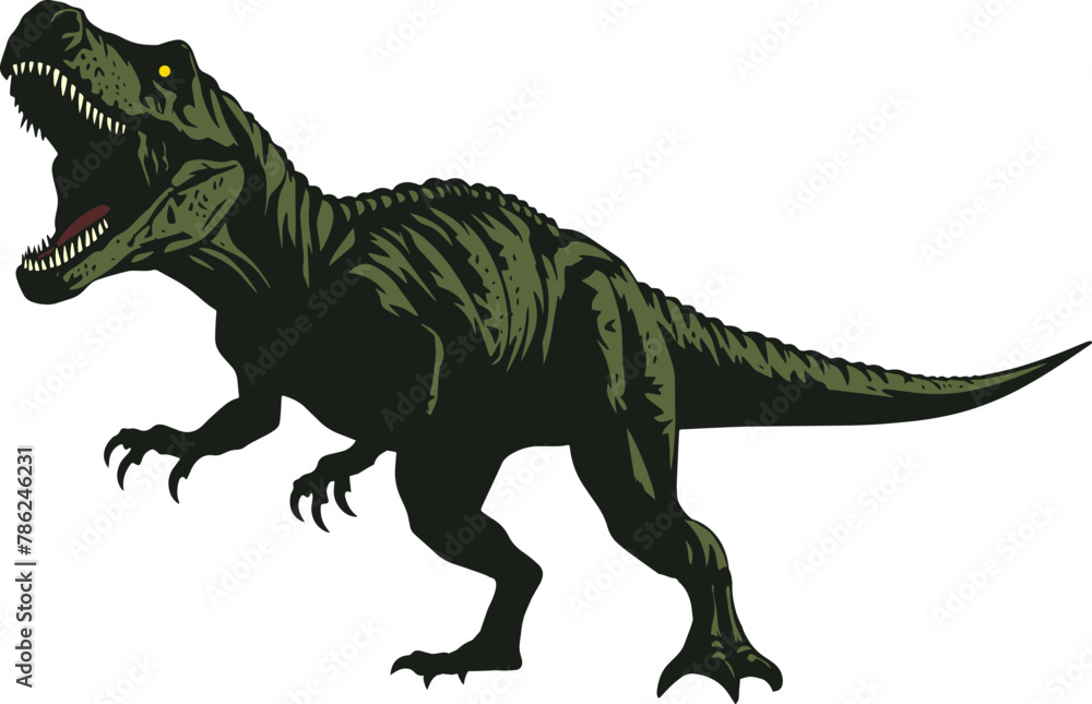 Fototapeta premium Illustration of an angry roaring tyrannosaurus rex.