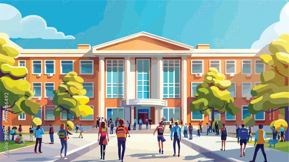 University building vector illustration. Cartoon 3d 