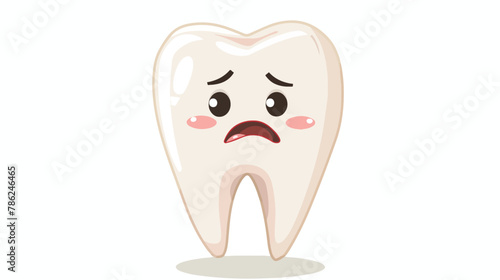 Unhealthy tooth character suffering from caries. Sad