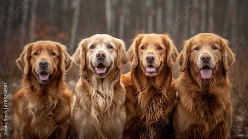 Adorableness of golden retriever canines photo