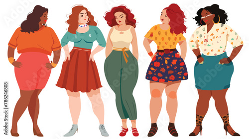 Vector Beautiful and stylish plus size curvy fat wome photo