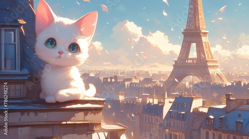 kitten at the Eiffel Tower
