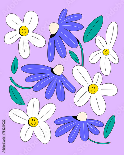 Happy Flowers in purple