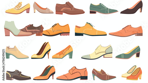 Vector trendy collection of mens and womens shoes