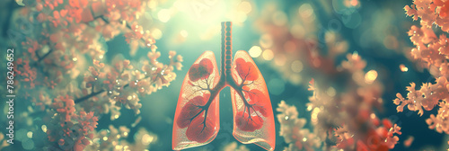 Human lungs scientific vibrant red healthy human lungs against dark backdrop showing intricate details vitality background. 3d illustration photo