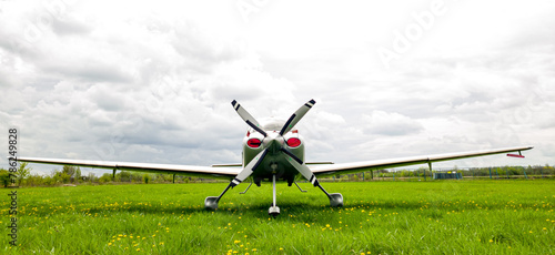 Airplane on the runway grass