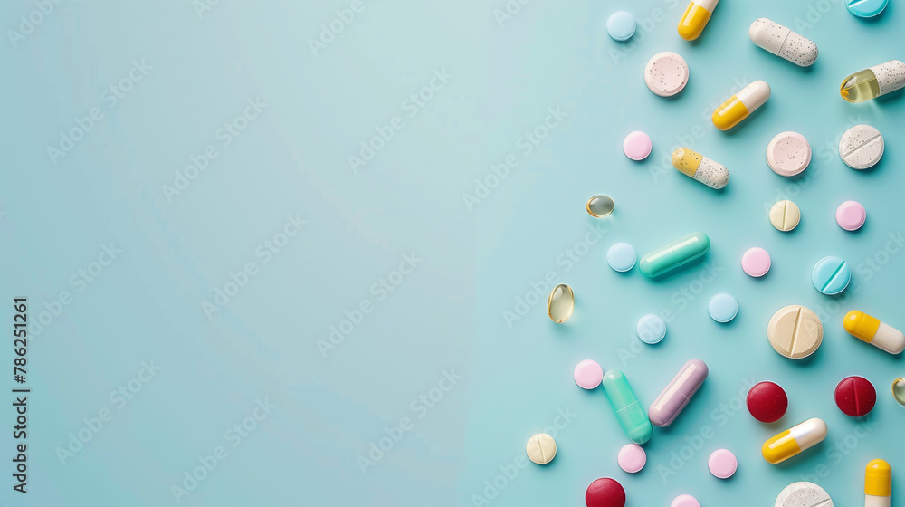 pill on blue background with copy space pill on blue background with copy space