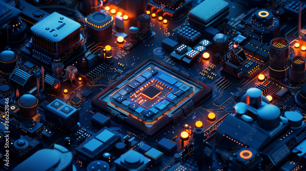 Fototapeta premium computer circuit board, computer circuit board, everything semiconductors,ai