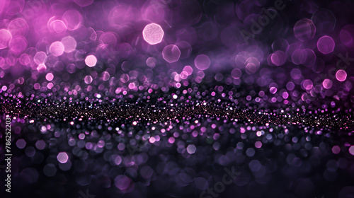 Modern dark purple black glitter sparkle confetti background for happy birthday party invite, Spooky Halloween magic trick treat night, mardi gras, princess, women wedding dance or Christmas gala sale photo