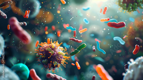 close-up of bacteria, germ, bacillus, Biology, Science, Microscopic medicine