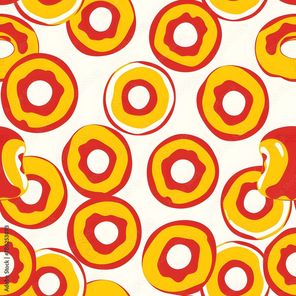 seamless pattern of colorful cartoon donuts