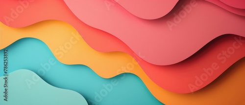 Abstract organic colorful paper cut overlapping paper waves texture background banner panorama illustration for webdesign or business © Corri Seizinger