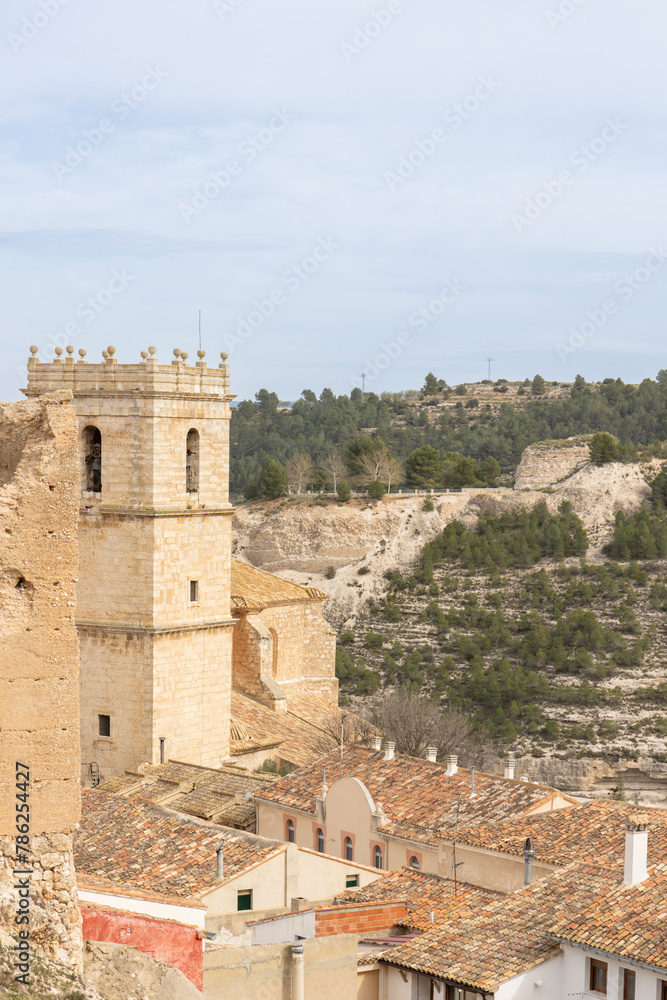 Church of Our Lady of the Assumption from the ruins of the Jorquera castle, Albacete autonomous community of Castilla-La Mancha, Spain. Church of Our Lady of the Assumption from the ruins of the Jorquera castle, Albacete autonomous community of Castilla-La Mancha, Spain.